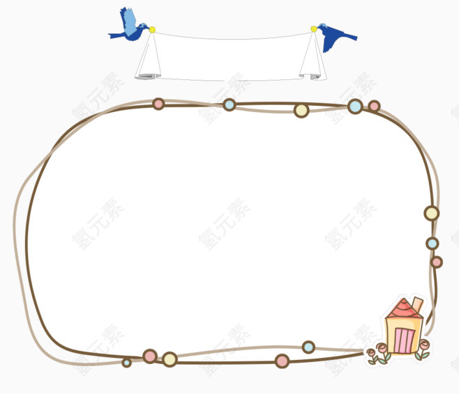 小鸟横幅空白对话跨卡通手绘