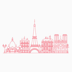 手绘线条城市巴黎