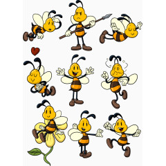 卡通蜜蜂形象矢量元素合集