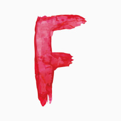 红色水彩字母字体F