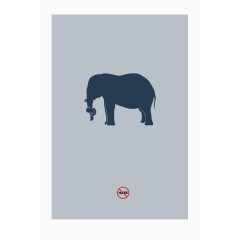 雾霾中捂住鼻子的大象
