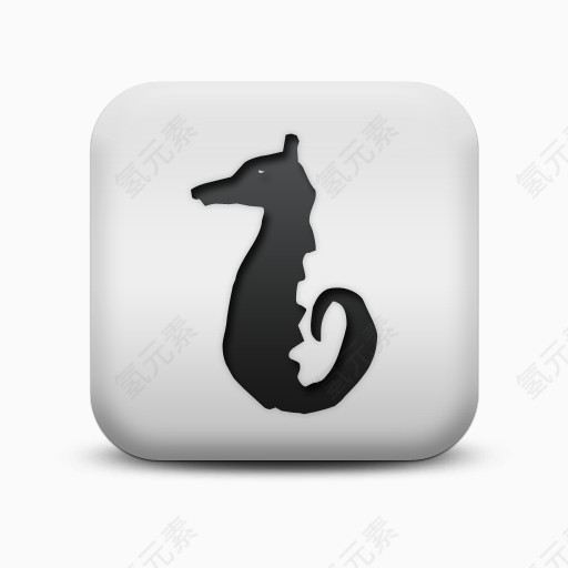 不光滑的白色的广场图标动物动物海马Animals-icons