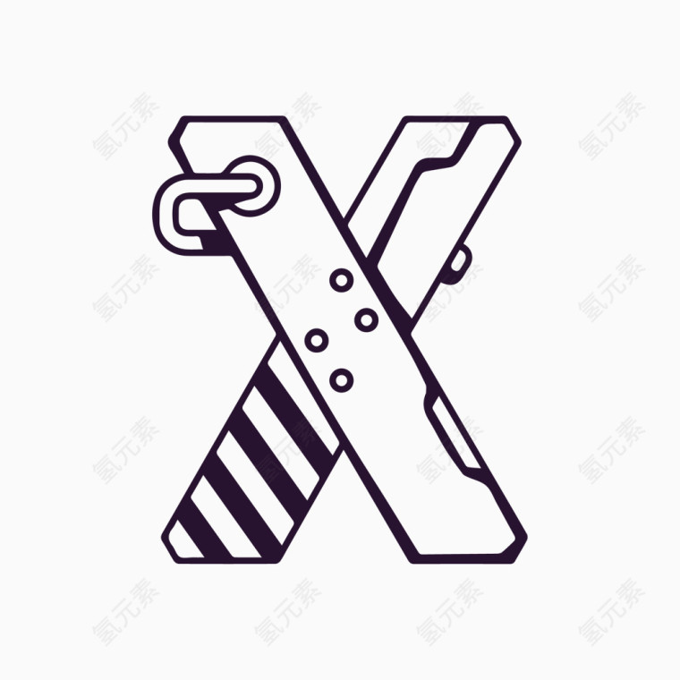 机械字母字体设计X