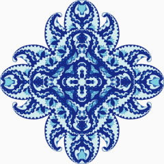 抽象中国风蓝色花纹纹样