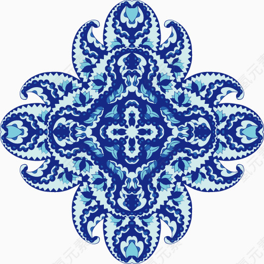 抽象中国风蓝色花纹纹样