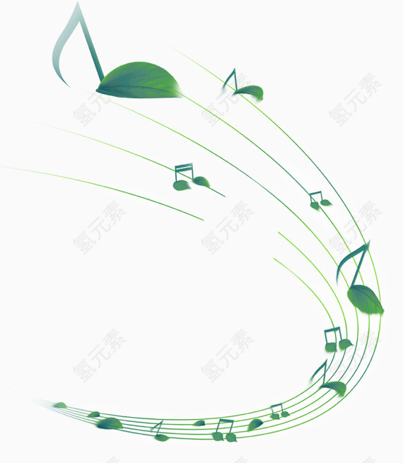 绿色树叶音符乐谱漂浮素材