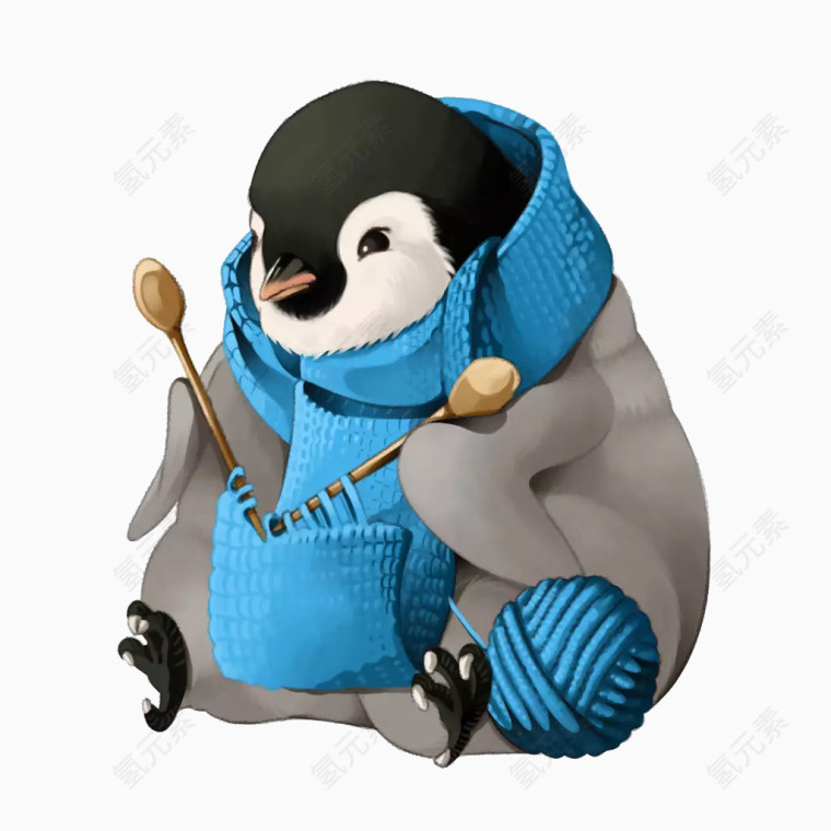 卡通企鹅织毛衣