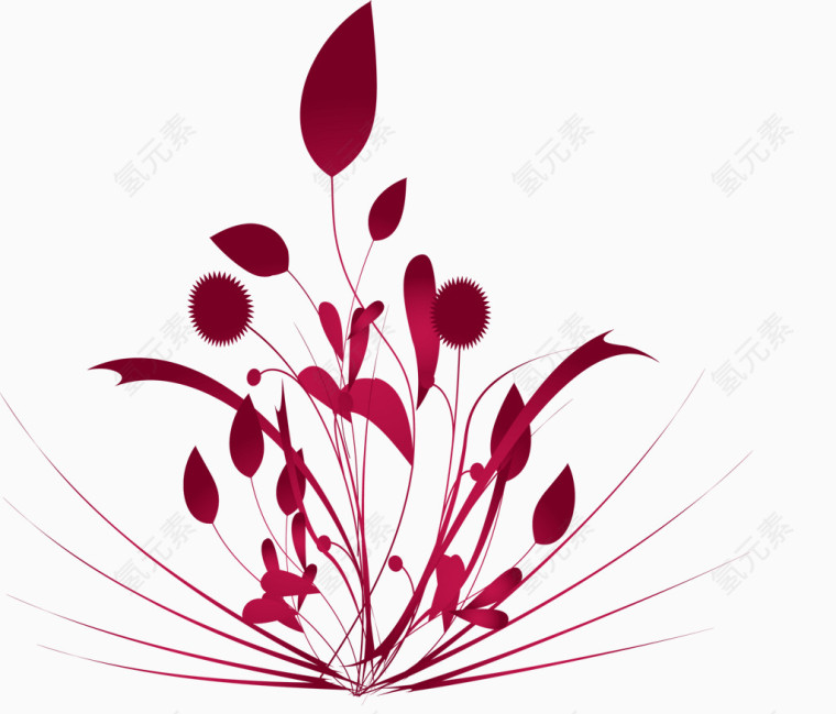 玫红色花朵装饰元素