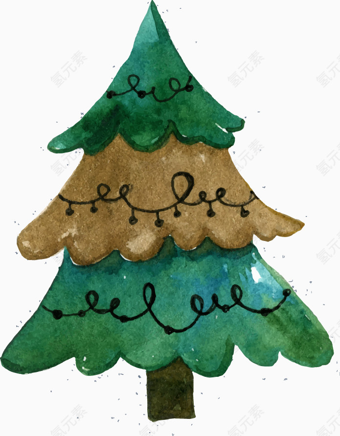 矢量绿色圣诞树装饰元素
