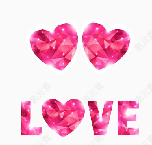 粉色钻石效果LOVE和心