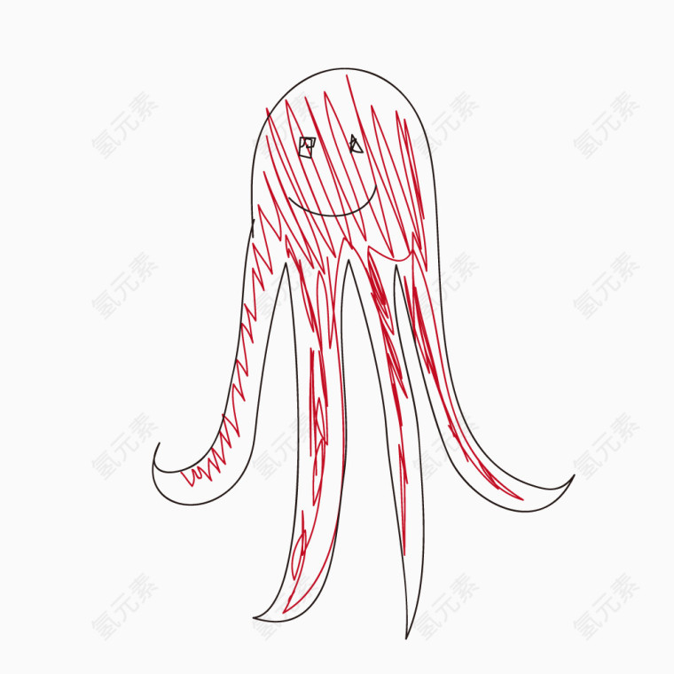 蜡笔绘制动物章鱼