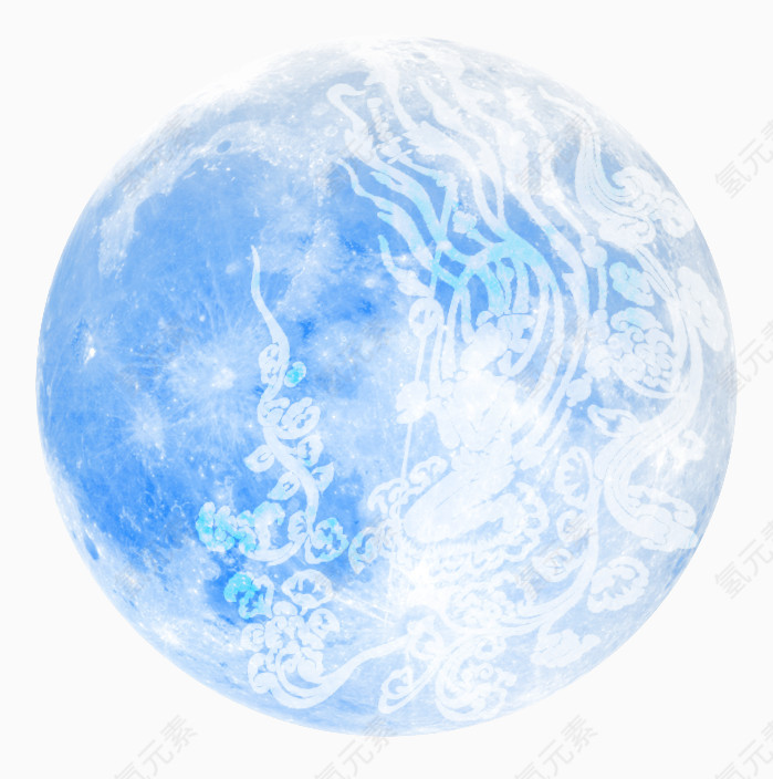 中国古典纹的蓝月亮