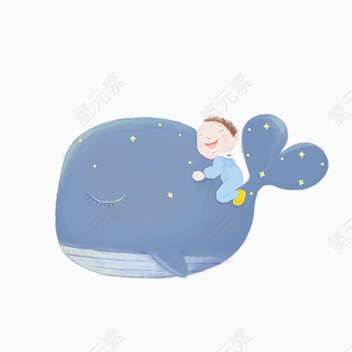 抱着鲸鱼睡觉的宝宝