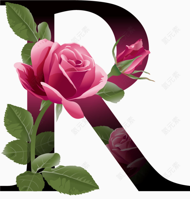鲜花花纹字母R