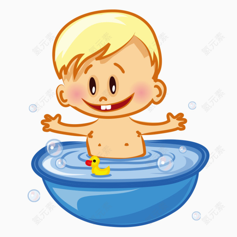 卡通可爱洗澡的宝宝