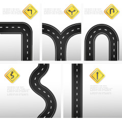 5款道路与标志设计矢量素材