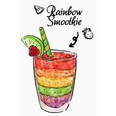 草莓水果饮品水彩卡通手绘