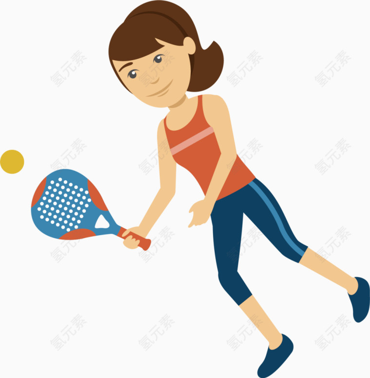 打网球卡通人物图标元素