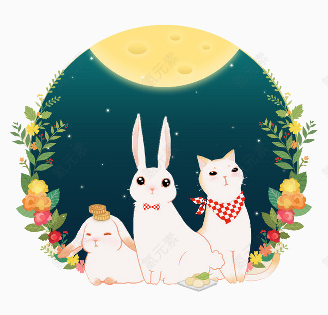 月亮下的小兔子