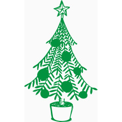 绿色卡通的圣诞树