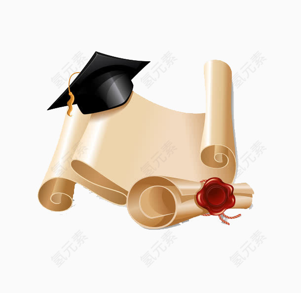 学士帽和毕业证