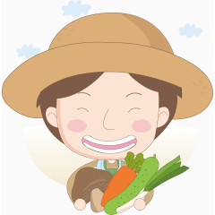 拿着萝卜蔬菜的卡通形象