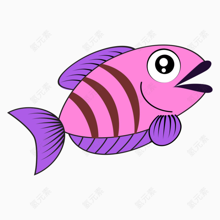 卡通简笔海洋动物小鱼