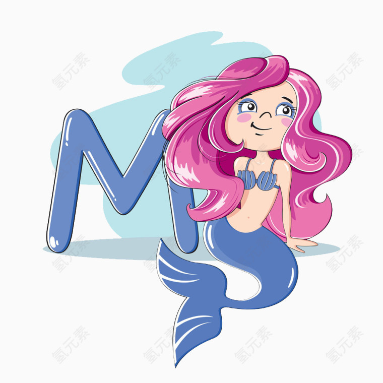 艺术字字母A与美人鱼形象设计