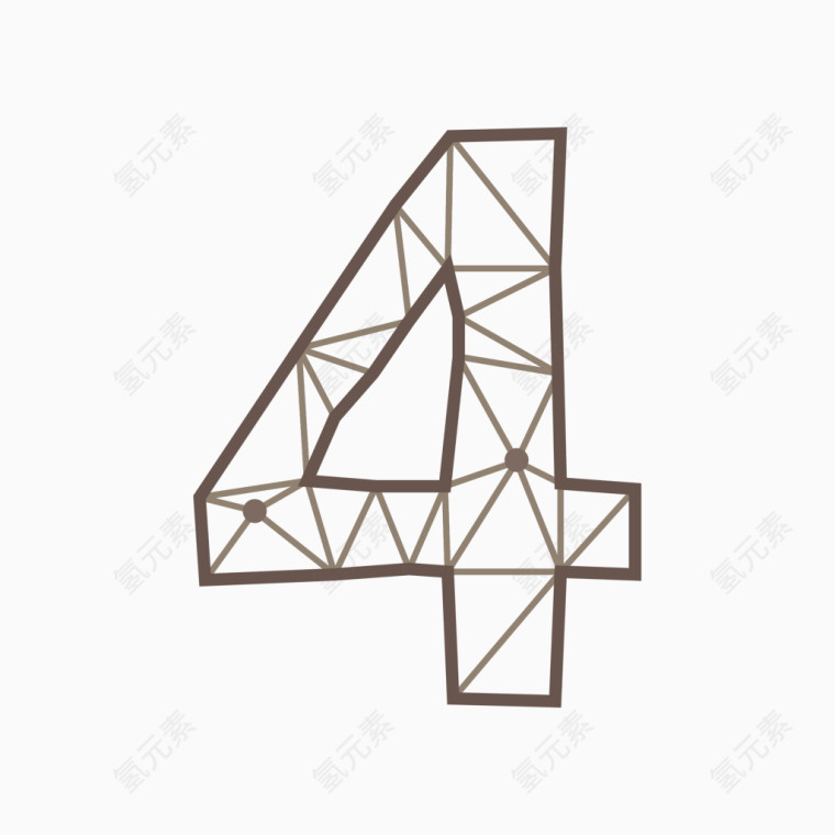 线框三角形几何数字4