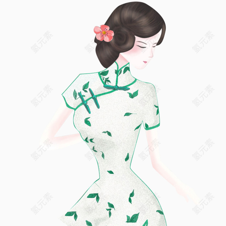 手绘插画美女