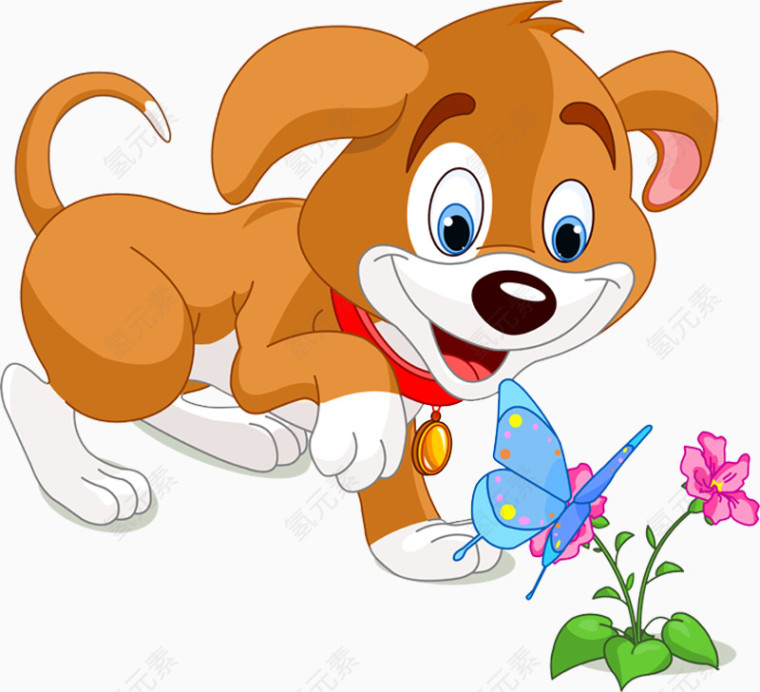 可爱狗狗花朵