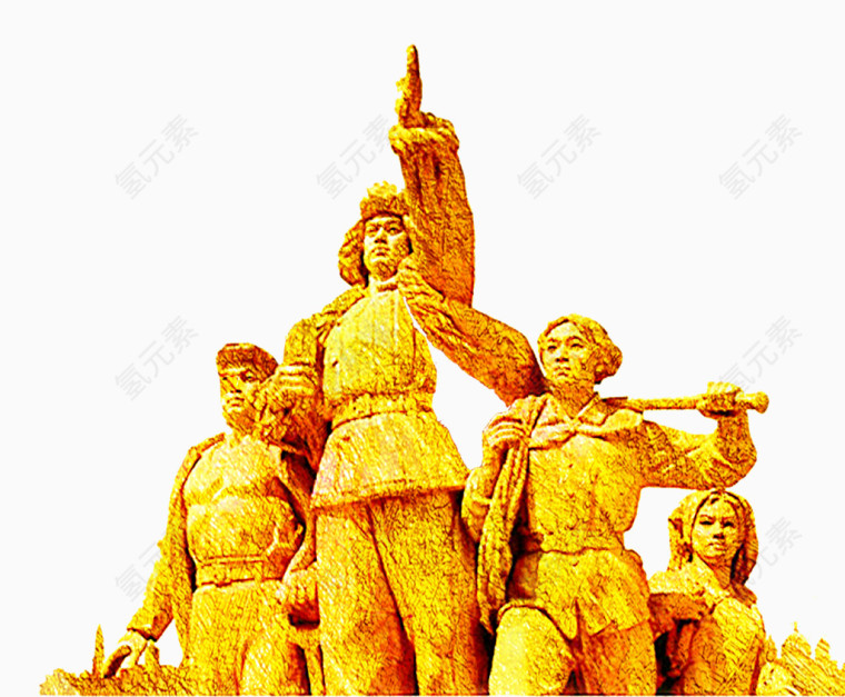 金色劳动工人雕像