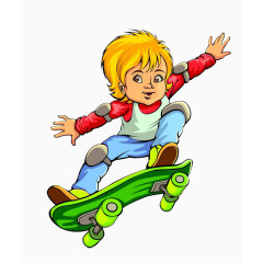 滑滑板的小男孩