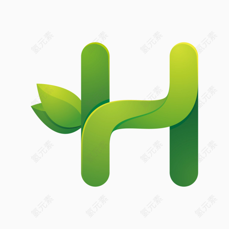 绿色环保叶子字母字体H