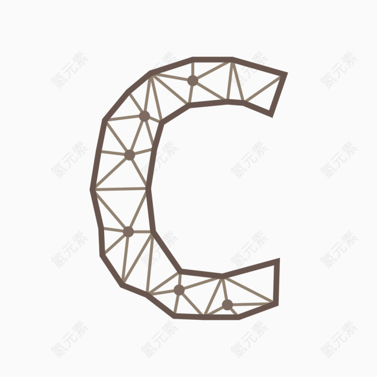 线框三角形几何字母C
