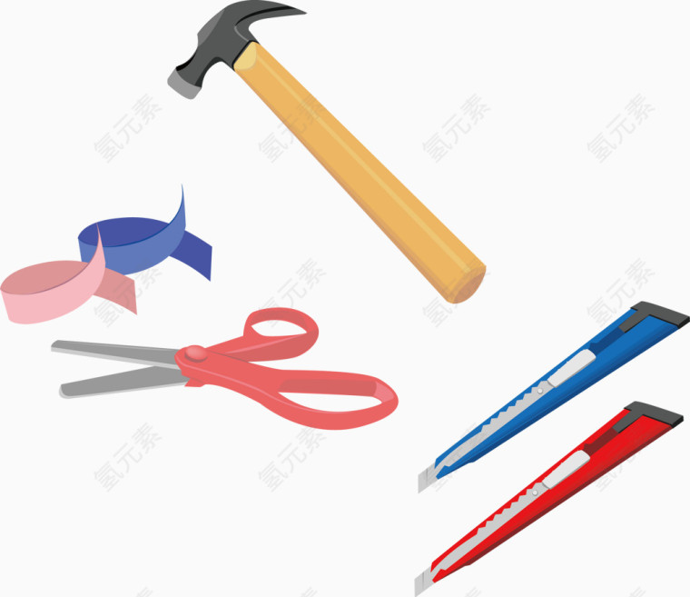 家用工具矢量锤子剪刀