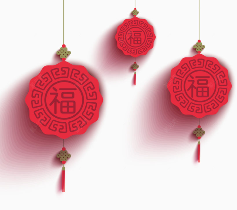 红色圆形中国结灯笼挂件下载