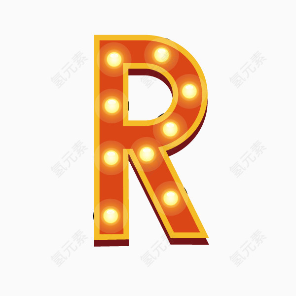 数字字母 字母R 霓虹灯字体