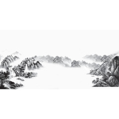 群山水墨画