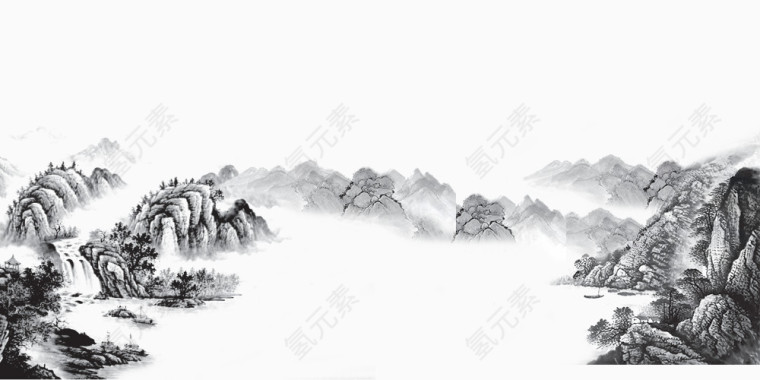 群山水墨画