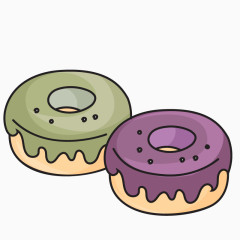 卡通手绘紫色甜甜圈
