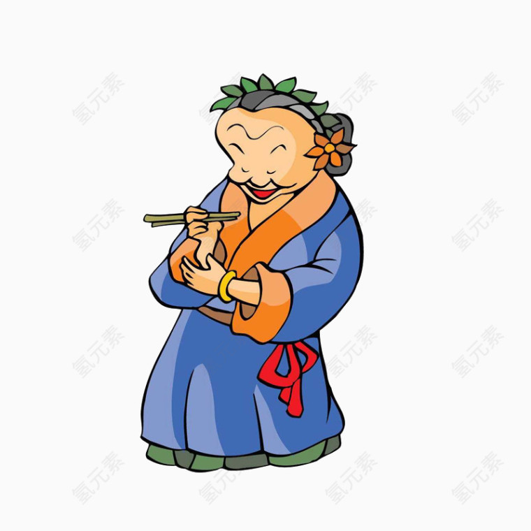 古代老妇人拿着筷子