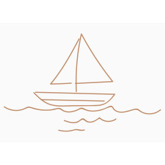 卡通手绘素描帆船