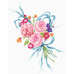 手绘创意合成水彩粉色花朵