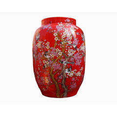古典红色瓷罐