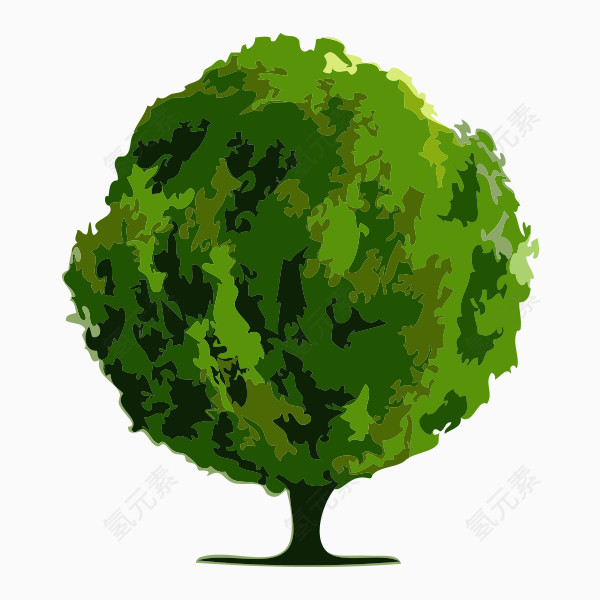 手绘绿色植物树木