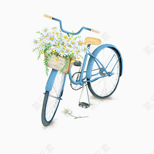 手绘鲜花自行车