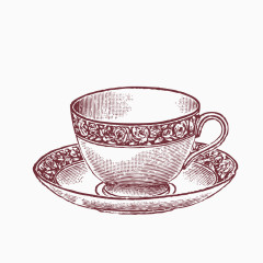 素描手绘效果复古咖啡杯