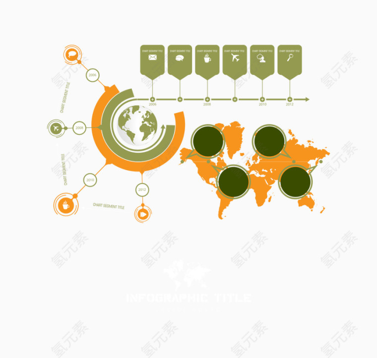 矢量橙绿色图表设计