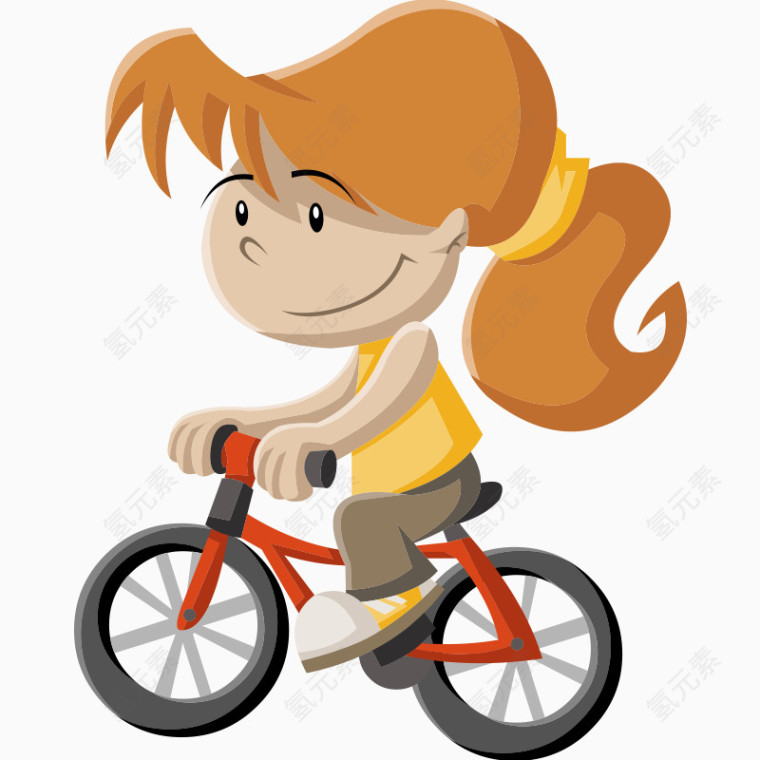 小女孩骑自行车场景